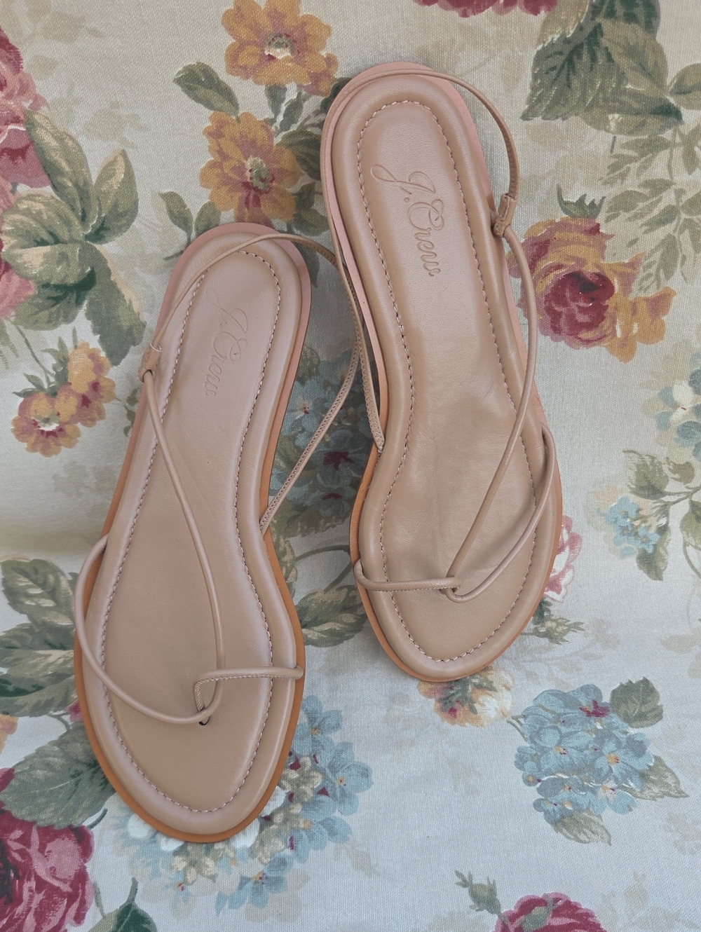 J. Crew Sorrento Nude Leather Strappy Sandals Women's 10 NWOT